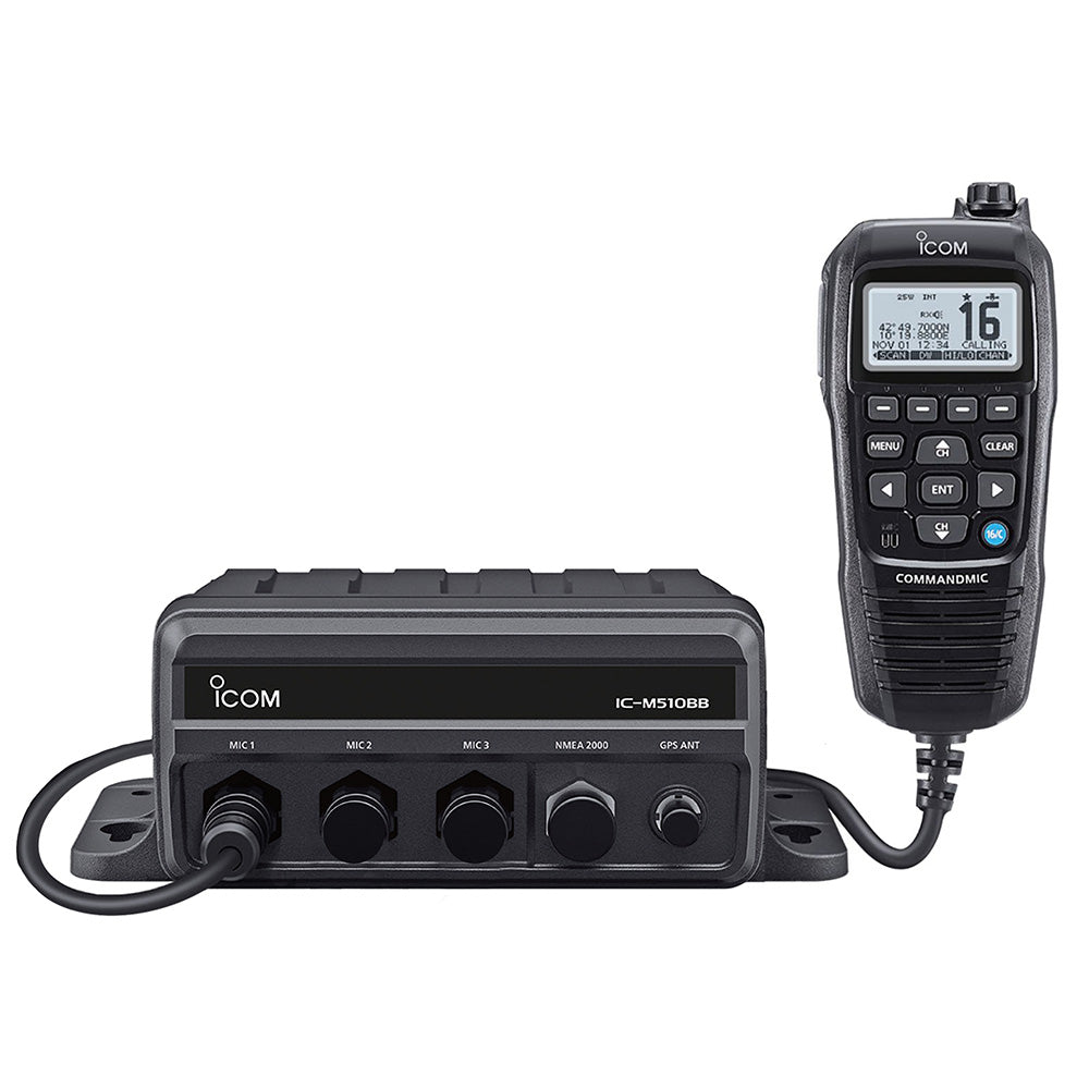 Icom M510BB 21 Black Box VHF wBlack Command Mic 3 Command Mic Ports M510BB 21