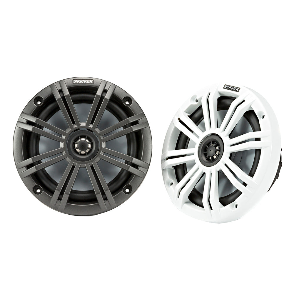 KICKER KM65 65 Marine Coaxial Speakers w34 Tweeters 4Ohm Charcoal White 45KM654