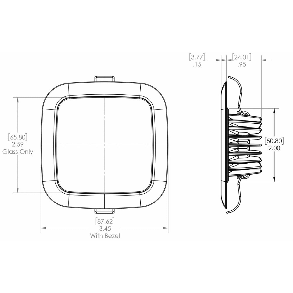 Lumitec Square Mirage Down Light Warm White Dimming HiCRI Polished Bezel 116119