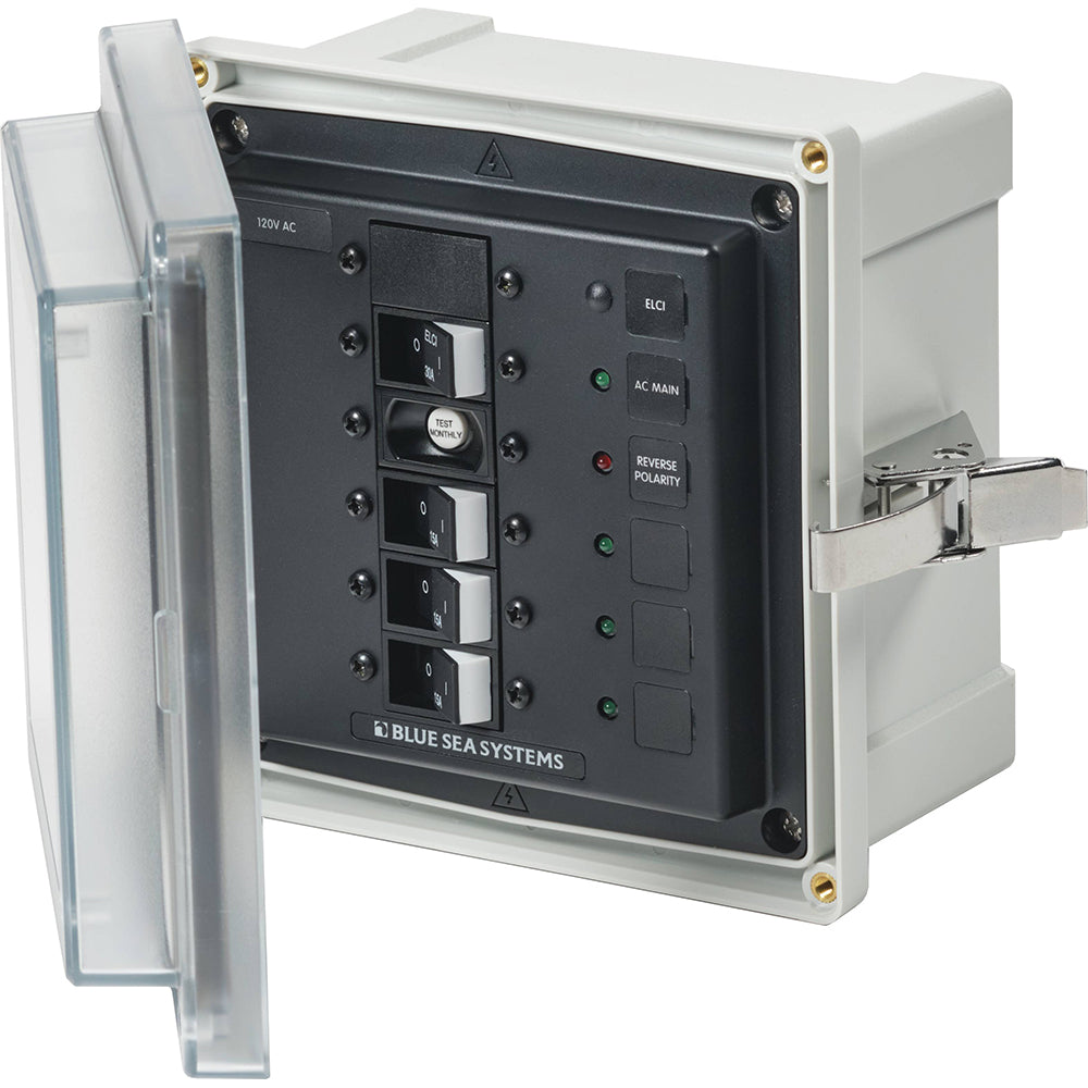 Blue Sea 3128 SMS Panel Enclosure wELCI 30A 3 Branch 15A 120V AC 3128