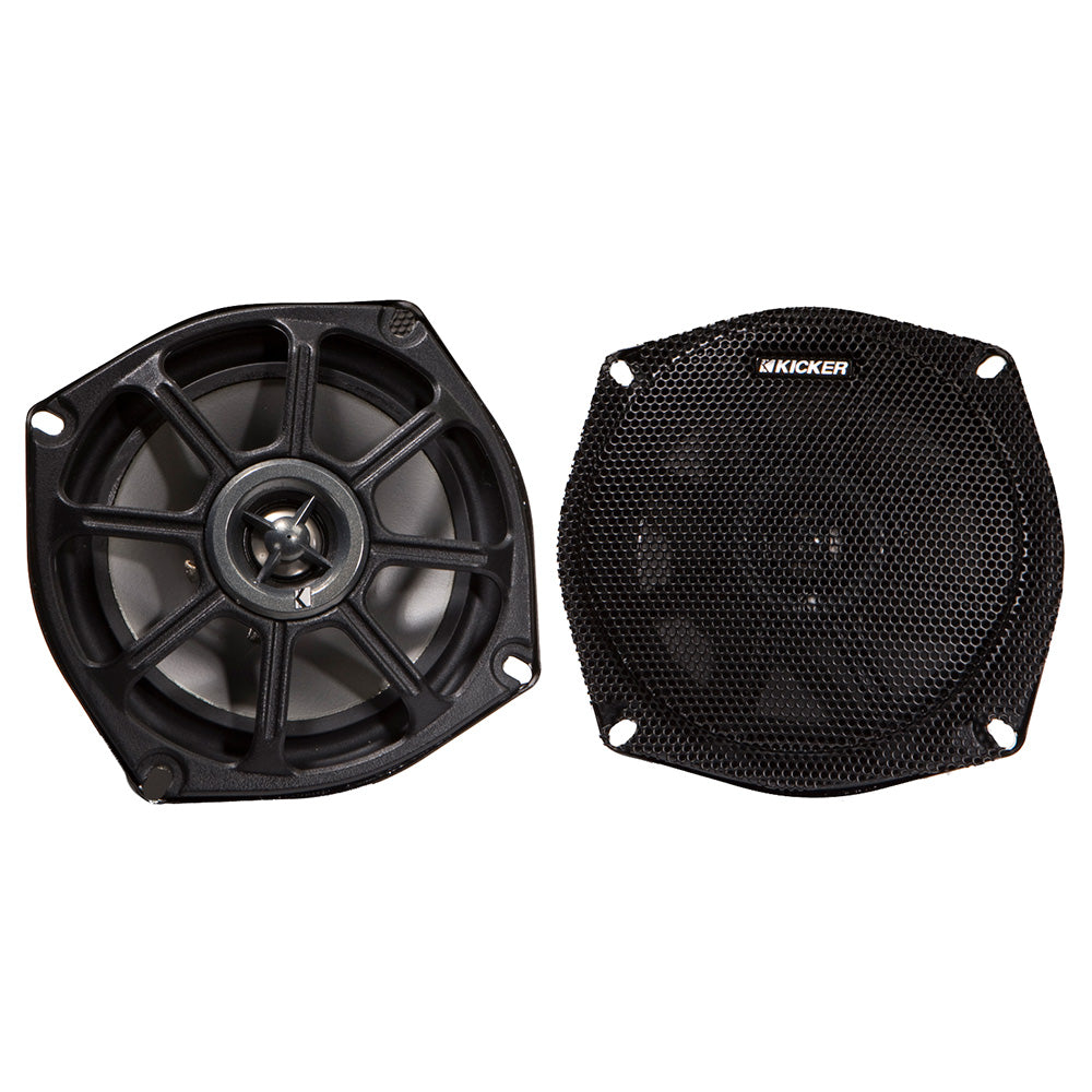 KICKER PS5250 525 WeatherResistant Coaxial Speakers fMotorcyclesATVs  4Ohm Black 10PS52504
