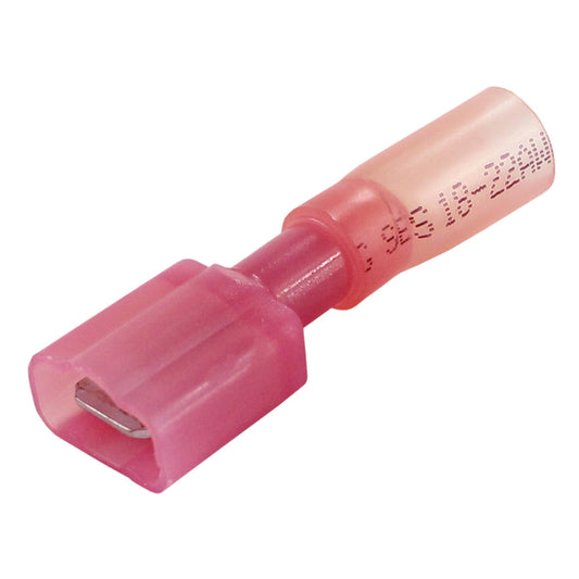 Pacer 2218 AWG FullyInsulated Male Disconnect Terminal  Red  100 Pack TDE18250FIM100