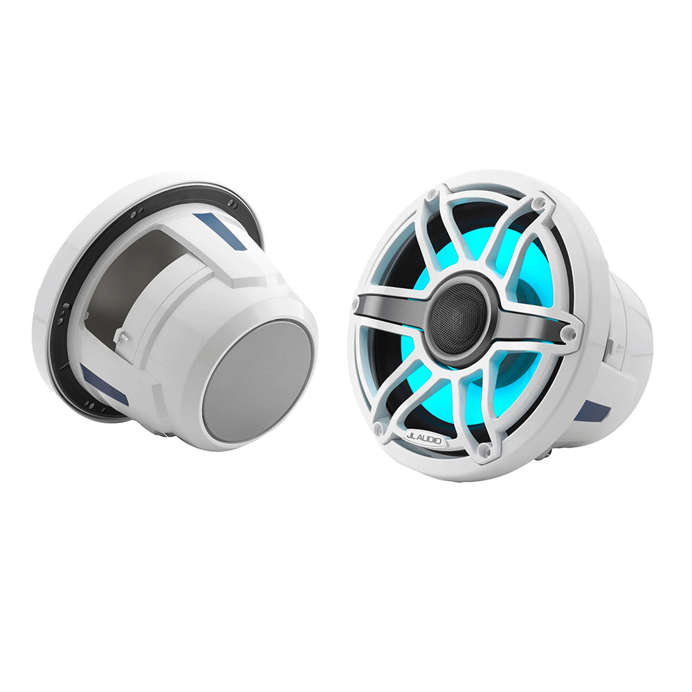 JL Audio M6 Series 88 Marine Coaxial Speakers wGloss White Sport Grille  Transflective LED Lighting  M6880XSGwGwi