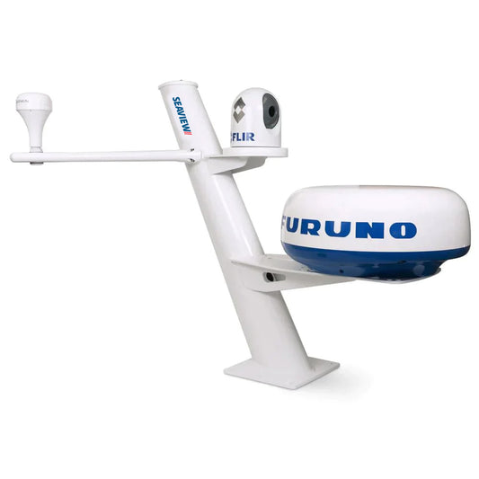 Seaview 30 Tapered Closed Dome Aft Leaning Radar Mount wCameraSearchlight Mount Removable Spreaders  10x10 Base Plate