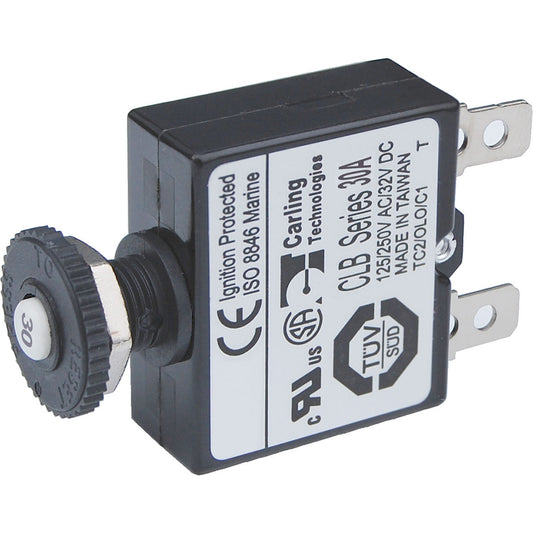 Blue Sea 7059 30A Push Button Thermal with Quick Connect Terminals 7059
