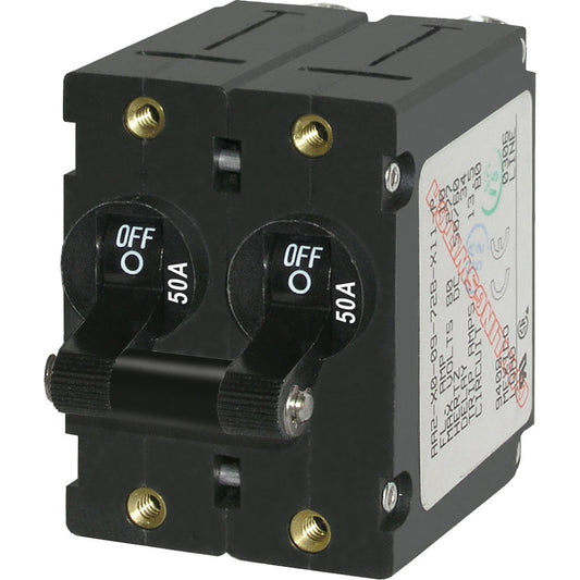 Blue Sea 7241 ASeries Double Pole Toggle  50A  Black 7241
