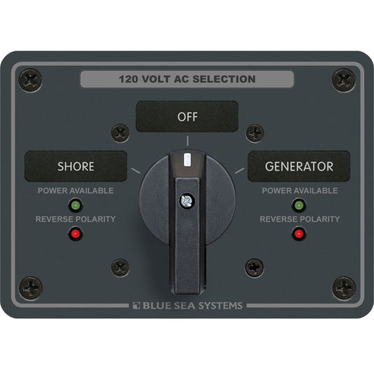 Blue Sea 8365 AC Rotary Switch Panel 65 Ampere 2 Positions  OFF 2 Pole 8365