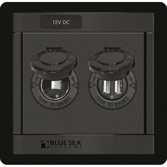 Blue Sea 1478 360 Panel  12V DC Socket  Dual USB Charger 1478
