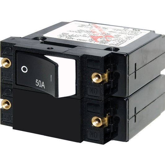 Blue Sea 7577 ASeries Raised Rocker Circuit Breaker  Double Pole  50A 7577