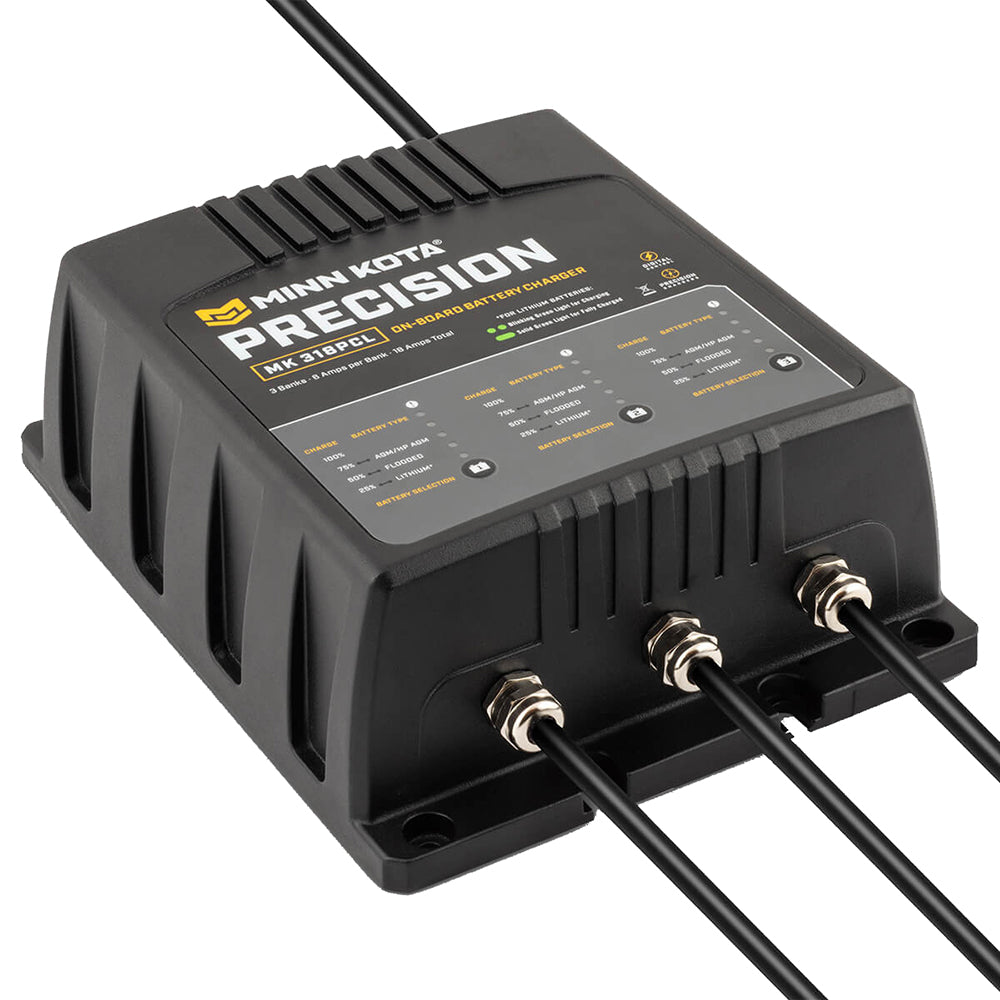 Minn Kota OnBoard Precision Charger MK318 PCL 3 Bank x 6 AMP LI Optimized Charger 1833181