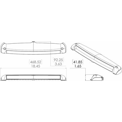 Lumitec Razor Light Bar  Spot  Black Housing  Flush Mount 101589